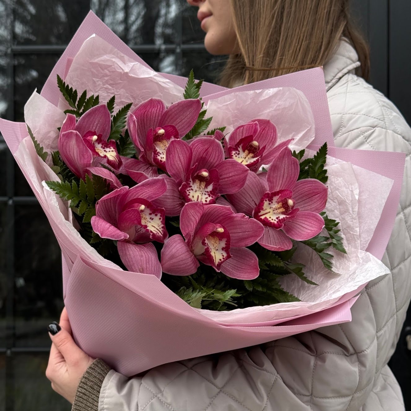 Розовые орхидеи 7шт